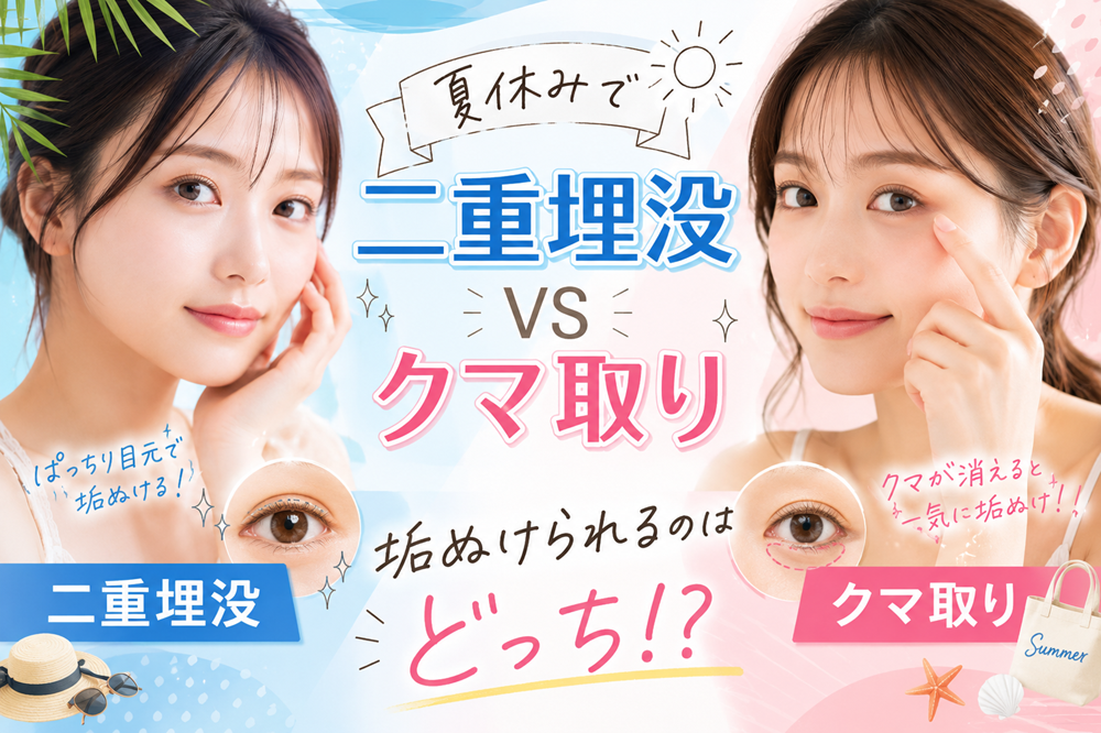 二重埋没VSクマ取り、夏休みで垢ぬけられるのはどっち！？